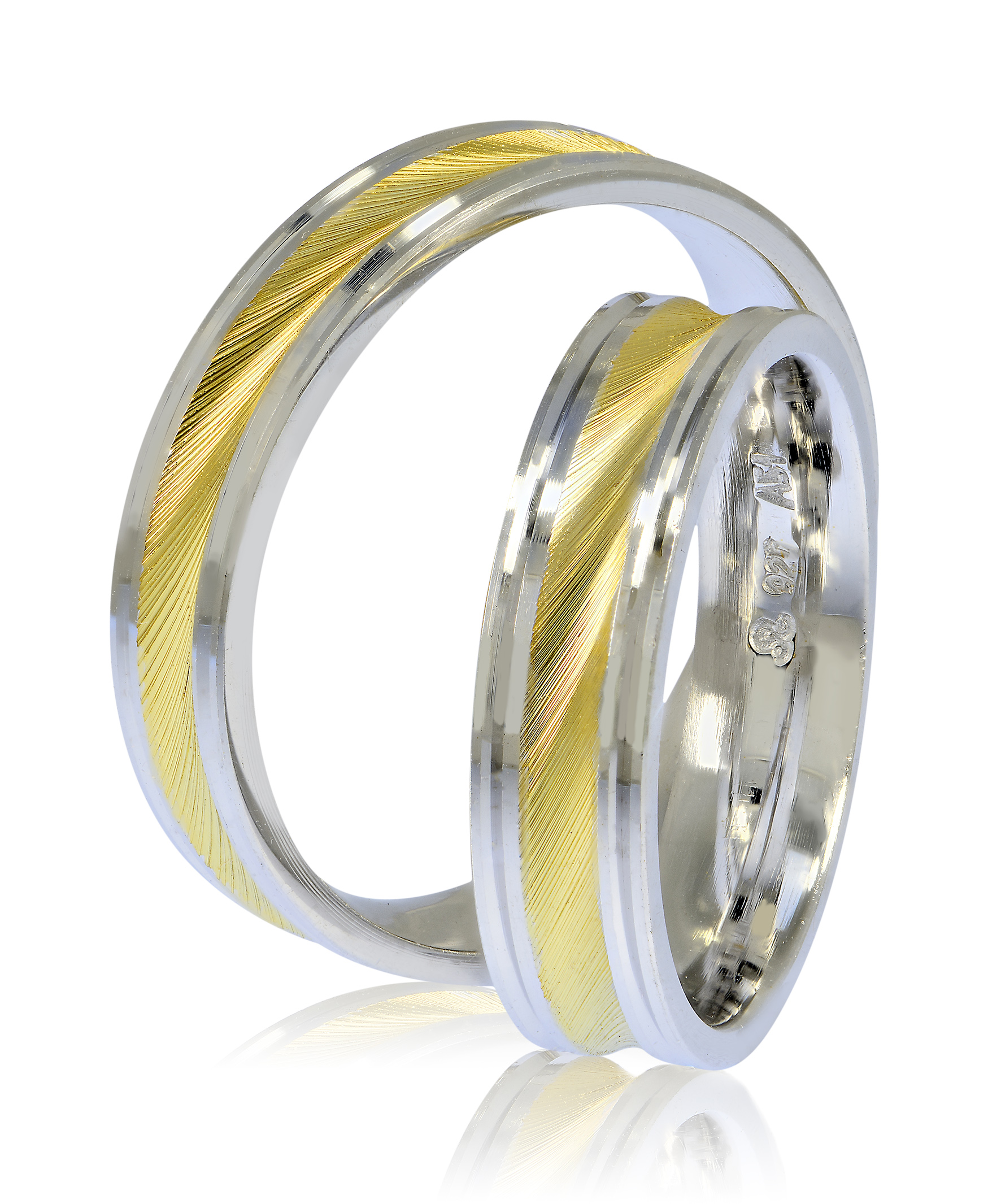 White gold & gold wedding rings 5mm (code SS9a)